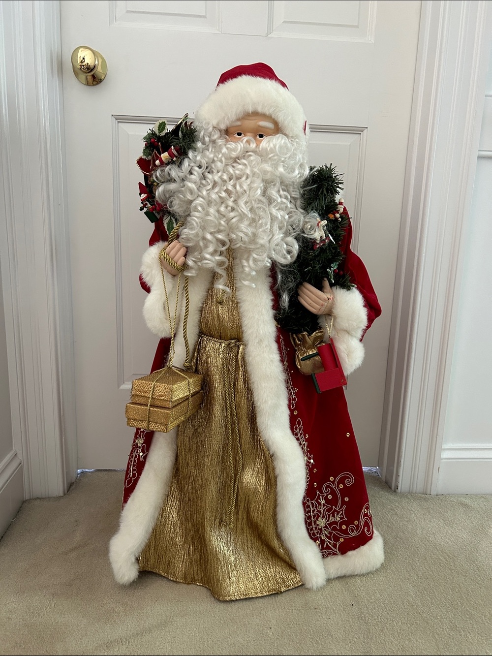 Festive Red and Gold Santa Figurine